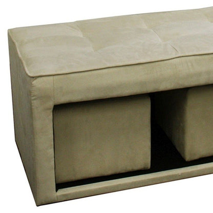Beige Storage Bench and Ottoman Set HomeRoots