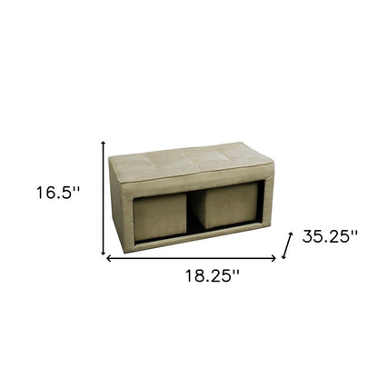 Beige Storage Bench and Ottoman Set HomeRoots