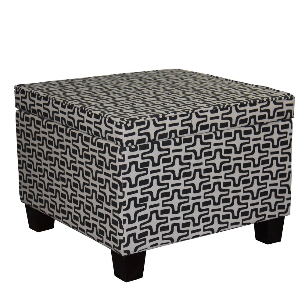 25" Black And White Polyester Blend And Black Geometric Storage HomeRoots
