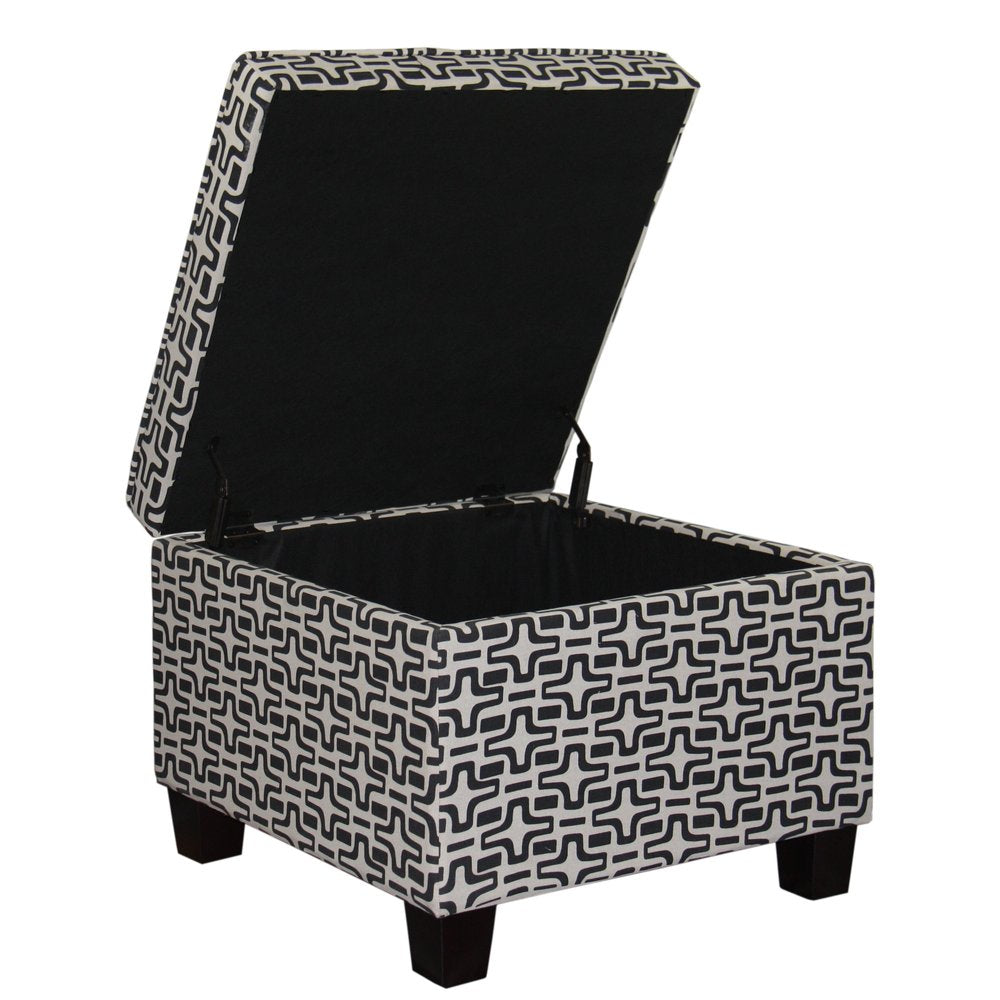 25" Black And White Polyester Blend And Black Geometric Storage HomeRoots