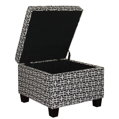 25" Black And White Polyester Blend And Black Geometric Storage HomeRoots