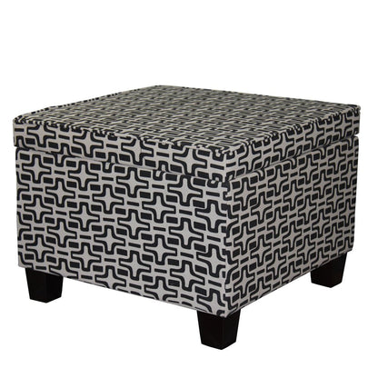 25" Black And White Polyester Blend And Black Geometric Storage HomeRoots