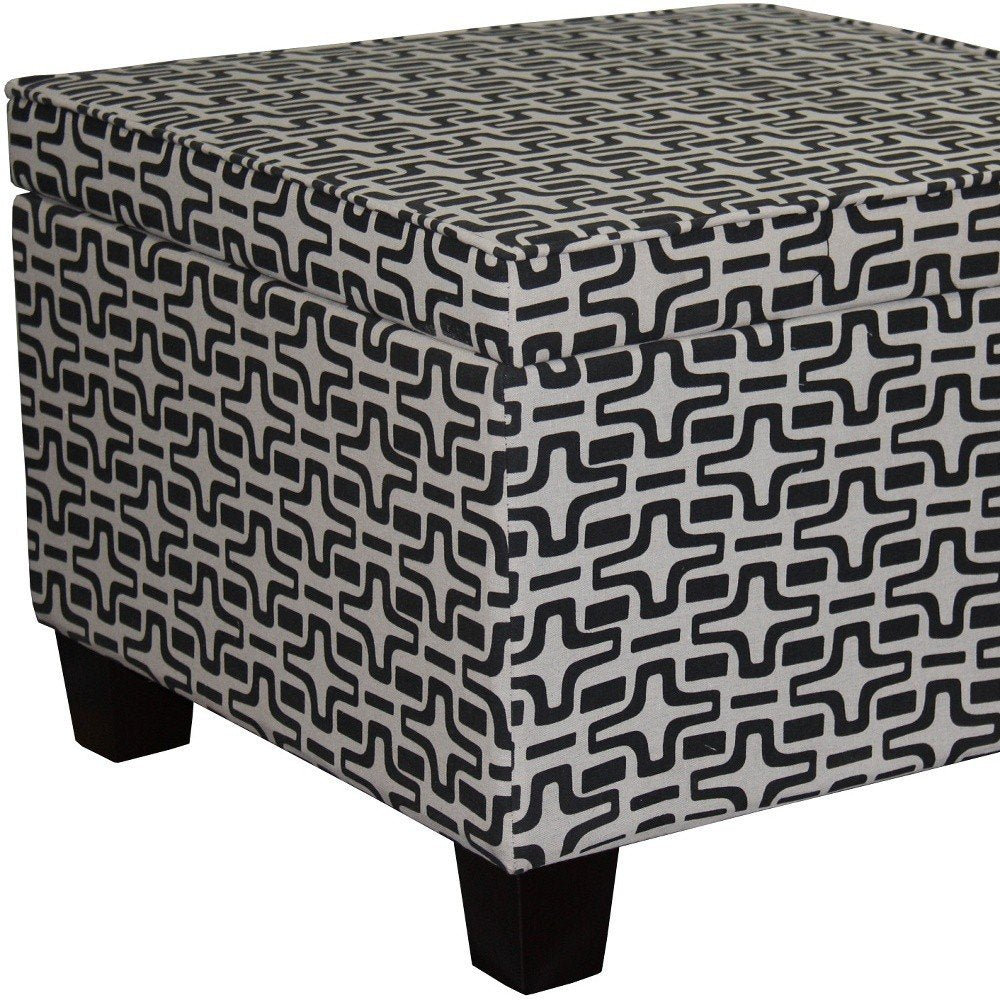 25" Black And White Polyester Blend And Black Geometric Storage HomeRoots