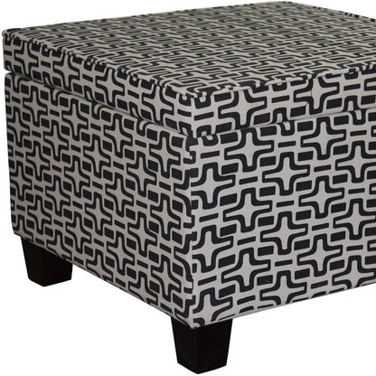 25" Black And White Polyester Blend And Black Geometric Storage HomeRoots