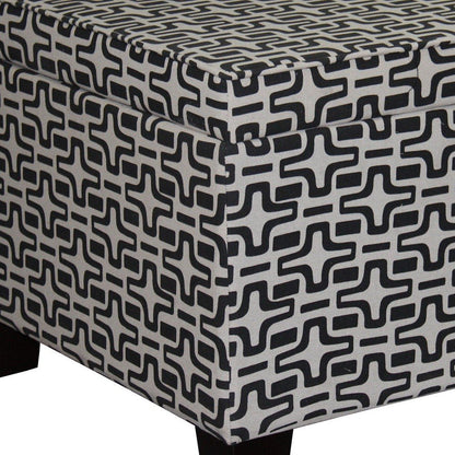 25" Black And White Polyester Blend And Black Geometric Storage HomeRoots