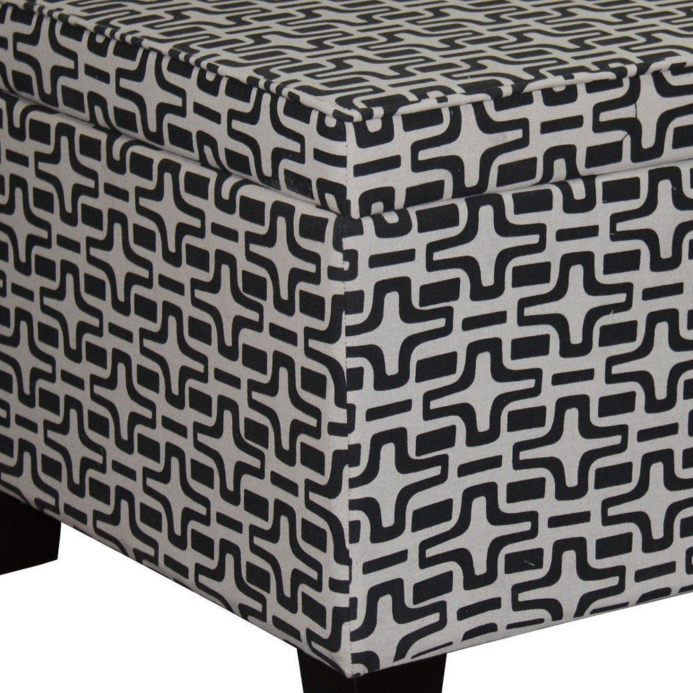 25" Black And White Polyester Blend And Black Geometric Storage HomeRoots