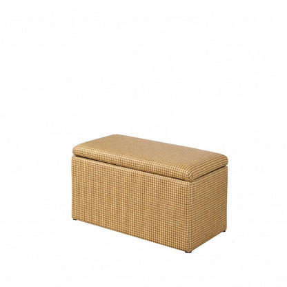 17" Yellow and Brown Upholstered Faux Leather Bench with Flip top HomeRoots