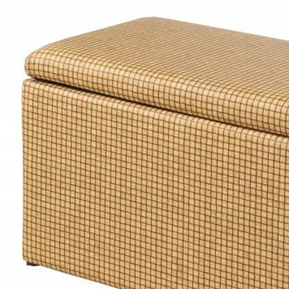 17" Yellow and Brown Upholstered Faux Leather Bench with Flip top HomeRoots