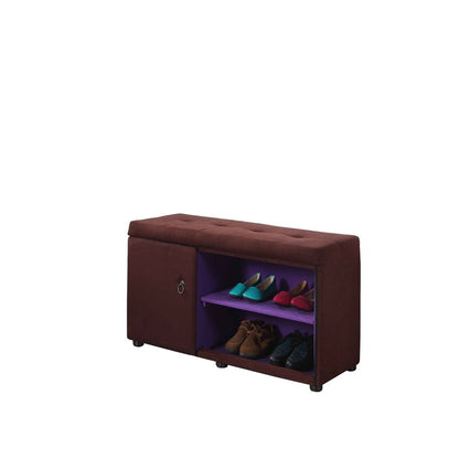 Brown and Purple Tufted Shoe Storage Bench HomeRoots