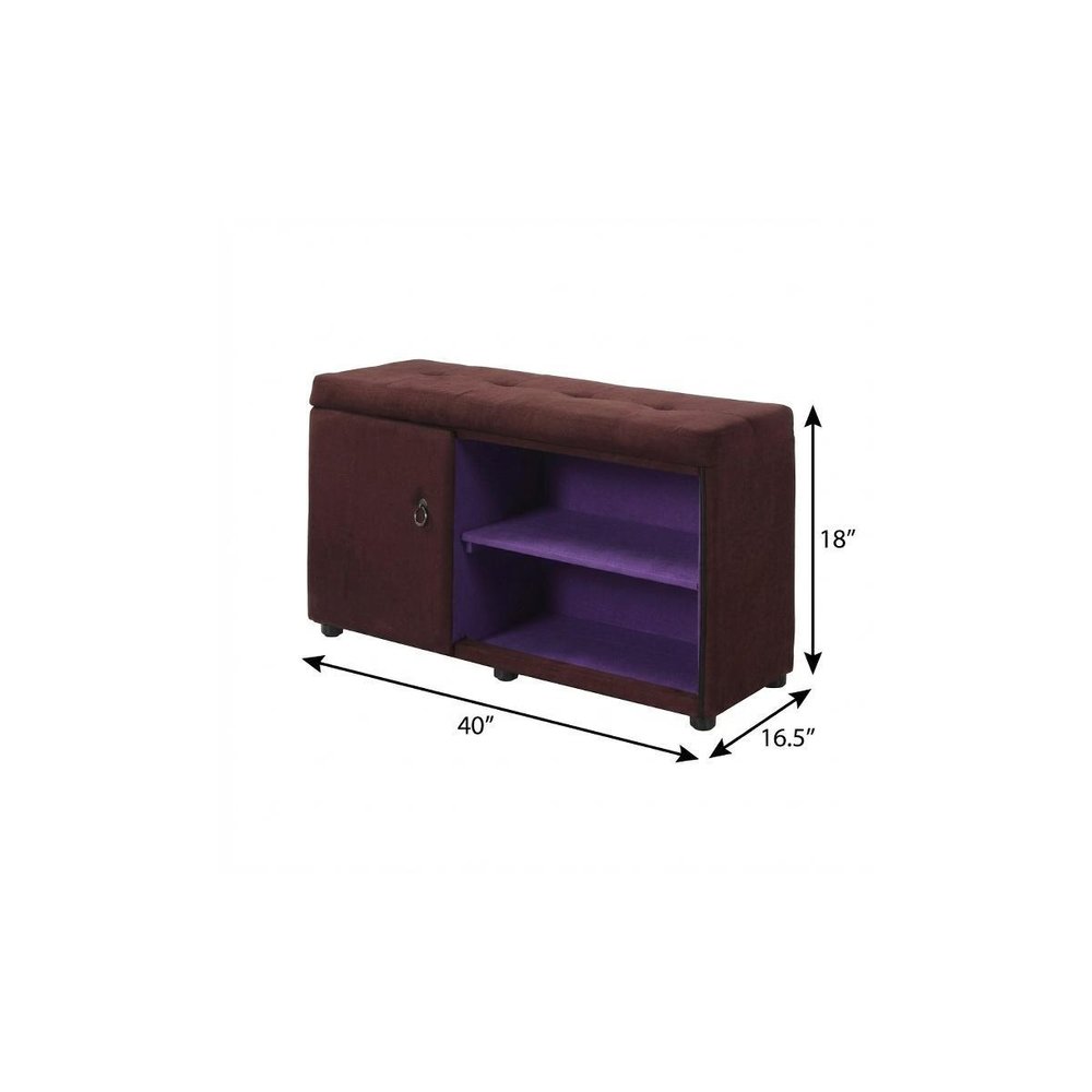 Brown and Purple Tufted Shoe Storage Bench HomeRoots