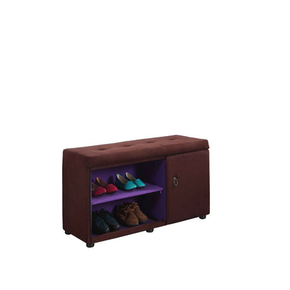 Brown and Purple Tufted Shoe Storage Bench HomeRoots