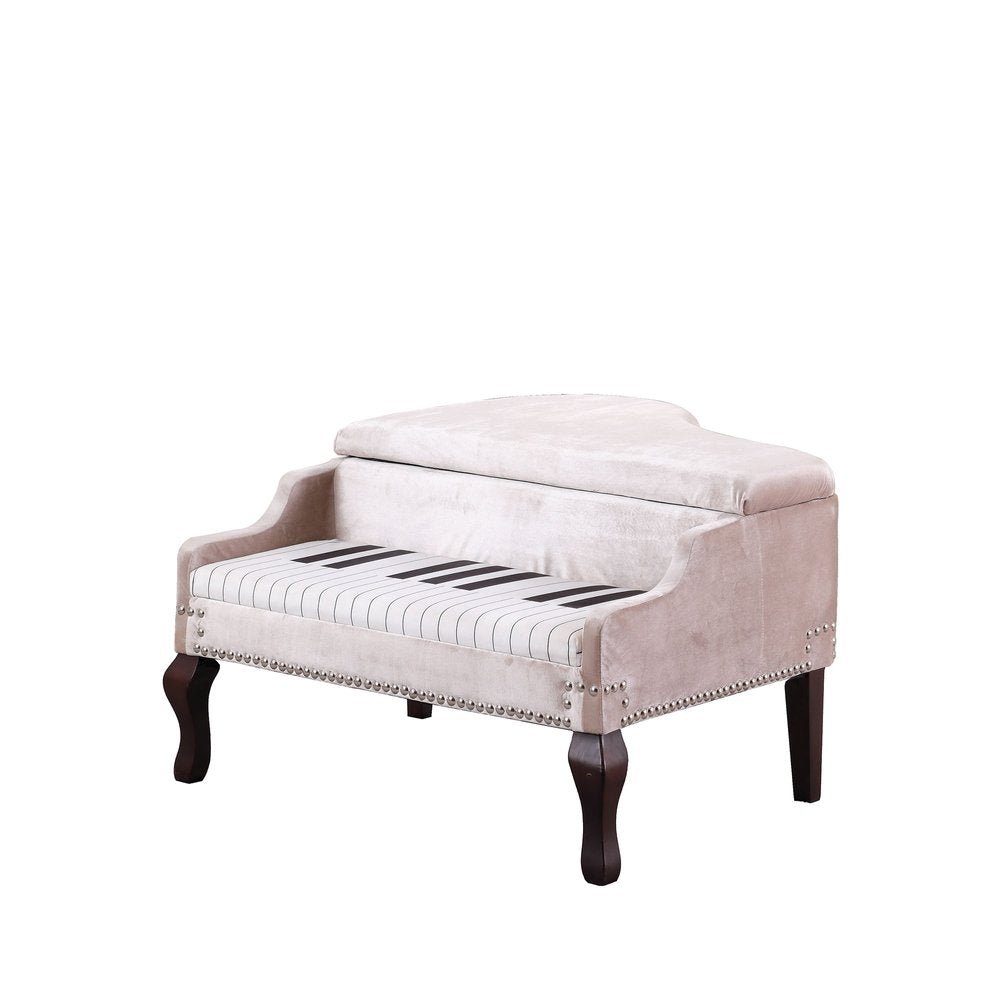 Silver Velour Baby Grand Piano Storage Bench HomeRoots