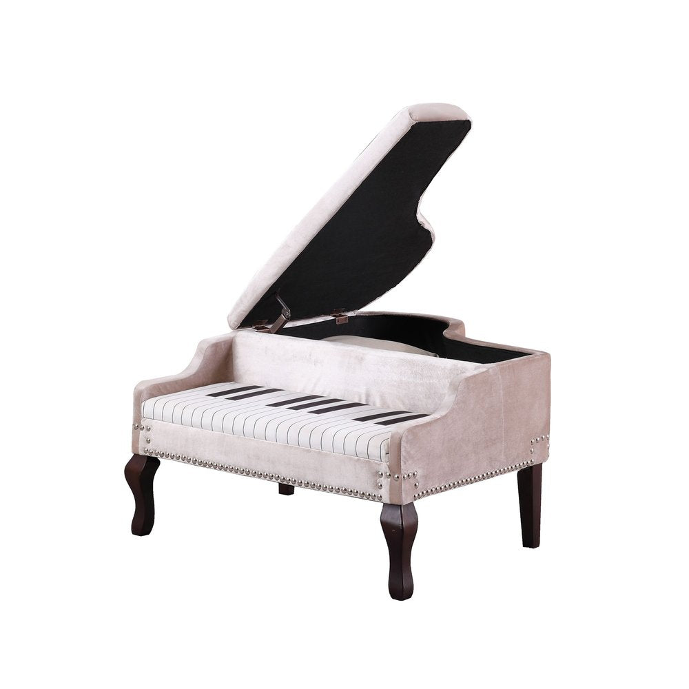 Silver Velour Baby Grand Piano Storage Bench HomeRoots