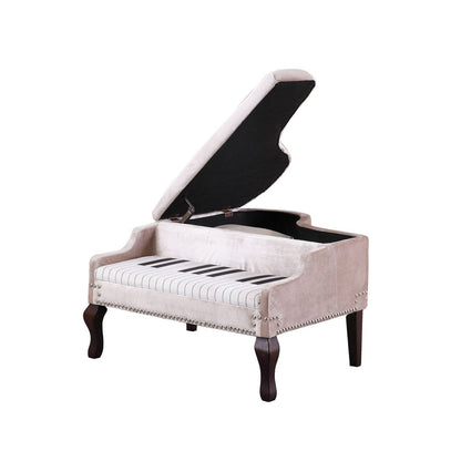 Silver Velour Baby Grand Piano Storage Bench HomeRoots