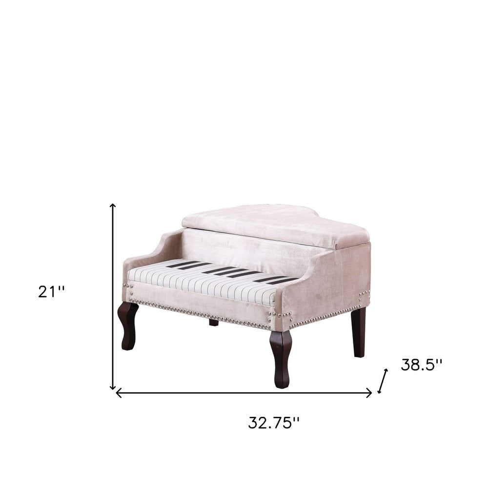 Silver Velour Baby Grand Piano Storage Bench HomeRoots