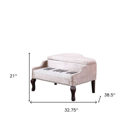 Silver Velour Baby Grand Piano Storage Bench HomeRoots