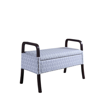 17" Black And Gray Upholstered 100% Polyester Trellis Entryway Bench With Flip Top HomeRoots