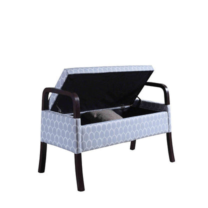 17" Black And Gray Upholstered 100% Polyester Trellis Entryway Bench With Flip Top HomeRoots