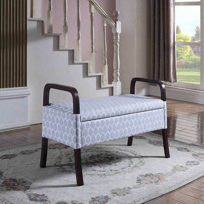 17" Black And Gray Upholstered 100% Polyester Trellis Entryway Bench With Flip Top HomeRoots