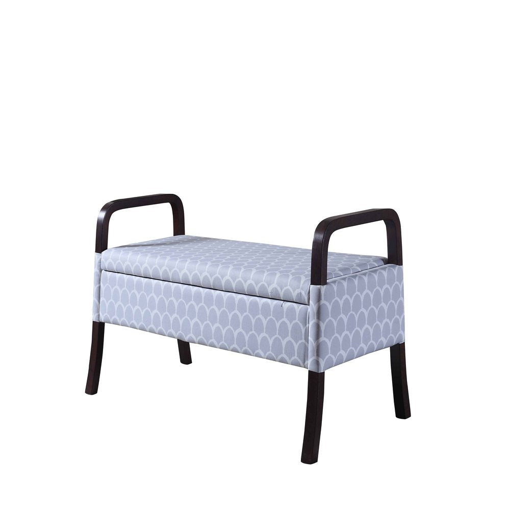 17" Black And Gray Upholstered 100% Polyester Trellis Entryway Bench With Flip Top HomeRoots