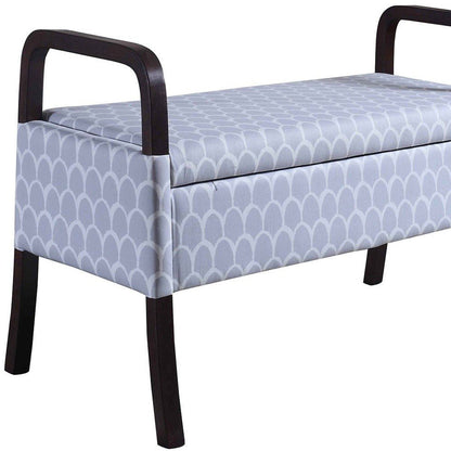17" Black And Gray Upholstered 100% Polyester Trellis Entryway Bench With Flip Top HomeRoots