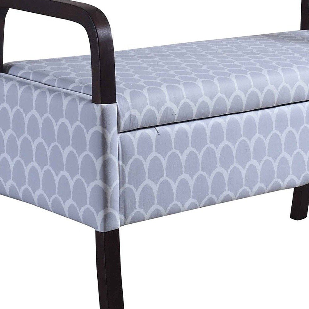 17" Black And Gray Upholstered 100% Polyester Trellis Entryway Bench With Flip Top HomeRoots