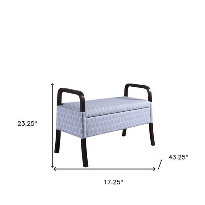 17" Black And Gray Upholstered 100% Polyester Trellis Entryway Bench With Flip Top HomeRoots
