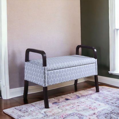 17" Black And Gray Upholstered 100% Polyester Trellis Entryway Bench With Flip Top HomeRoots