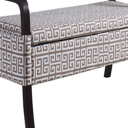 17" Black And Brown Upholstered 100% Polyester Geometric Entryway Bench With Flip Top