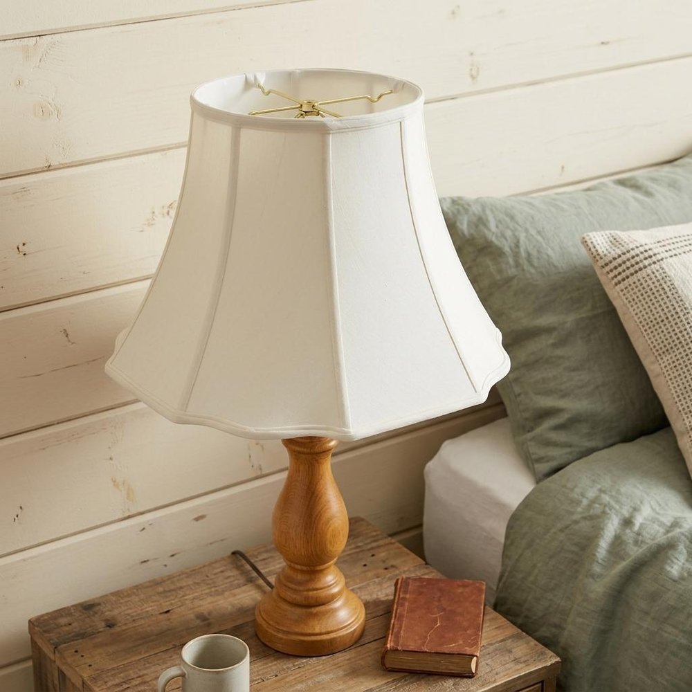 White Monay Shantung Silk Bell Lamp Shade HomeRoots
