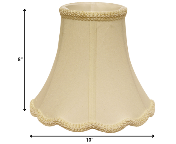 10" Ivory Slanted Scallop Bell Monay Shantung Lampshade