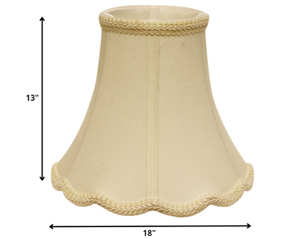 18" Ivory Slanted Scallop Bell Monay Shantung Lampshade