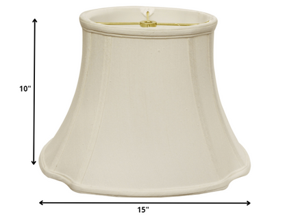 15" White Reversed Oval Monay Shantung Lampshade