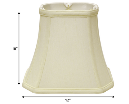 12" Ivory Slanted Rectangle Bell Monay Shantung Lampshade