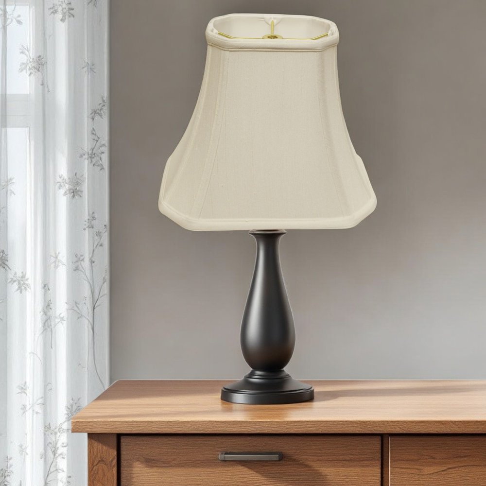 White Monay Shantung Silk Bell Lamp Shade HomeRoots