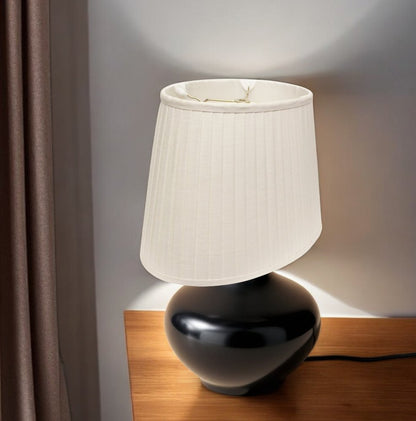 White Linen Pleated Oval Lamp Shade HomeRoots