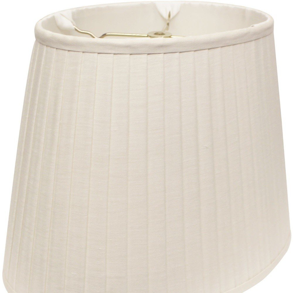 White Linen Pleated Oval Lamp Shade HomeRoots