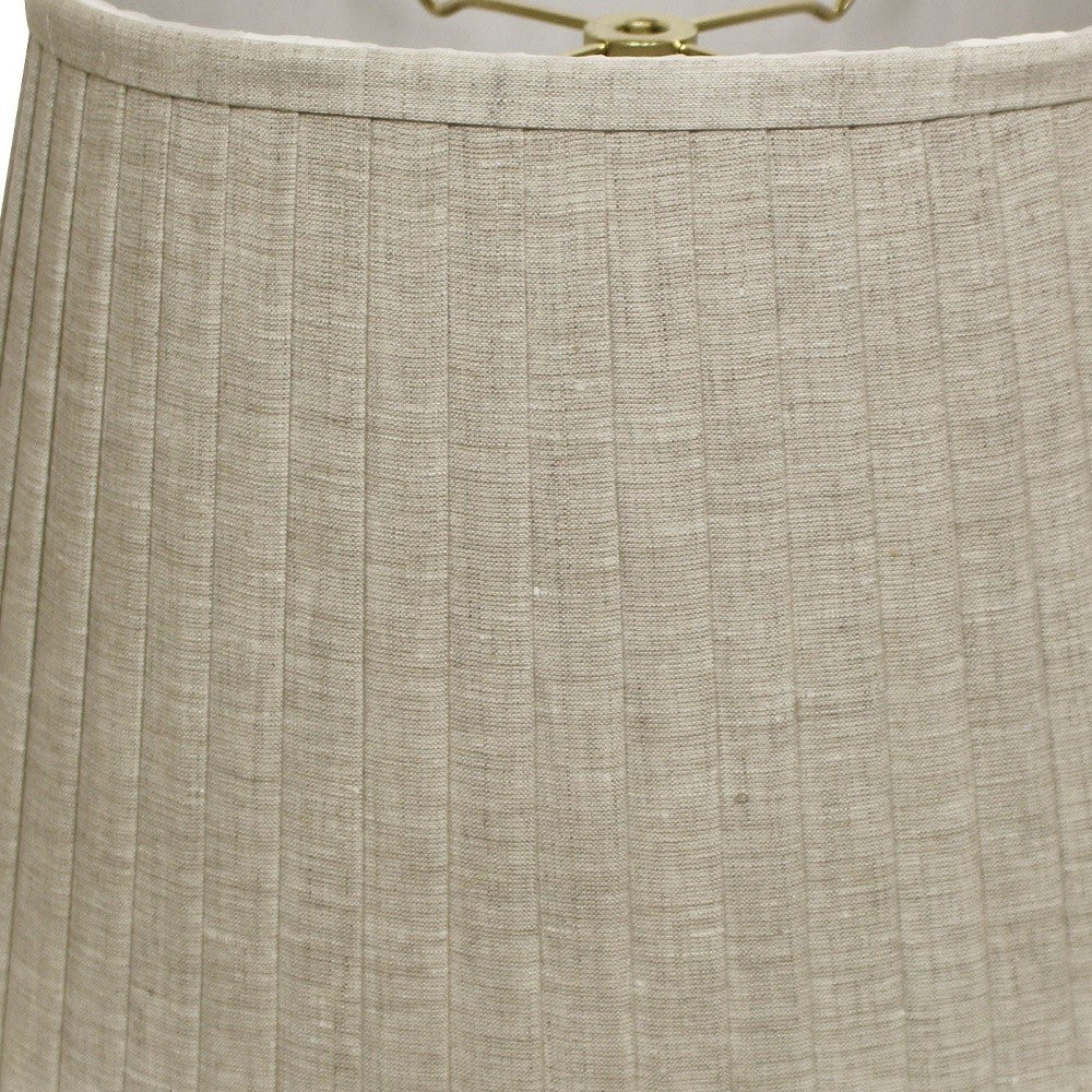 14" Cream Slanted Oval Paperback Linen Lampshade