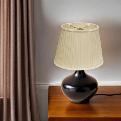 Ivory Shantung Silk Pleated Oval Lamp Shade HomeRoots
