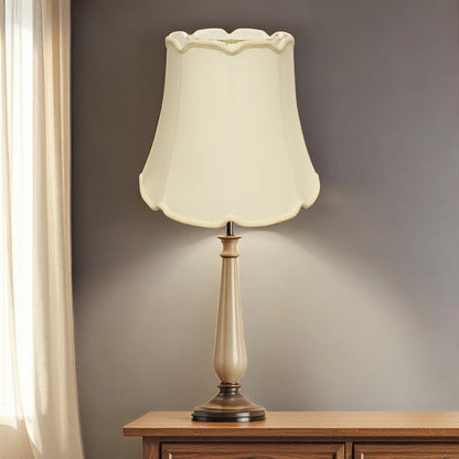 16" Ivory Empire Slanted Cylinder Scroll Edge Silk Lampshade HomeRoots