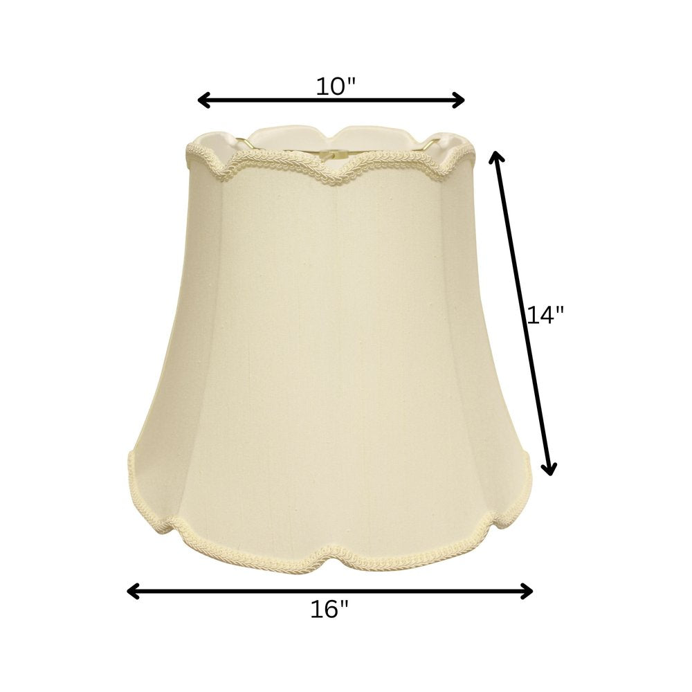 16" Ivory Empire Slanted Cylinder Scroll Edge Silk Lampshade HomeRoots