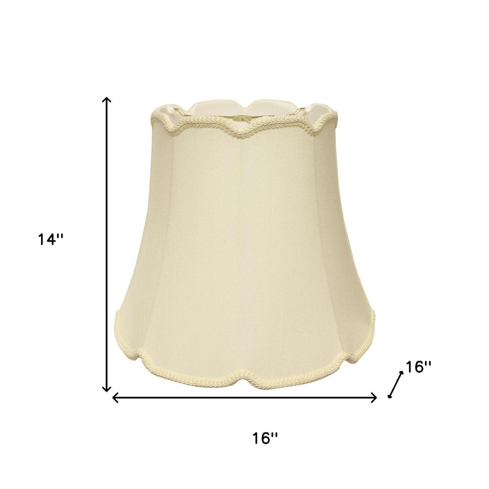 16" Ivory Empire Slanted Cylinder Scroll Edge Silk Lampshade — view 4