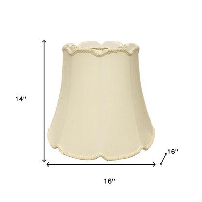 16" Ivory Empire Slanted Cylinder Scroll Edge Silk Lampshade HomeRoots