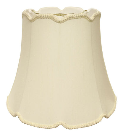 16" Ivory Empire Slanted Cylinder Scroll Edge Silk Lampshade HomeRoots