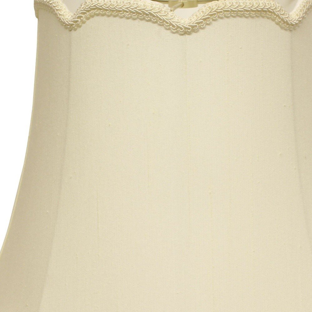 16" Ivory Empire Slanted Cylinder Scroll Edge Silk Lampshade — view 2