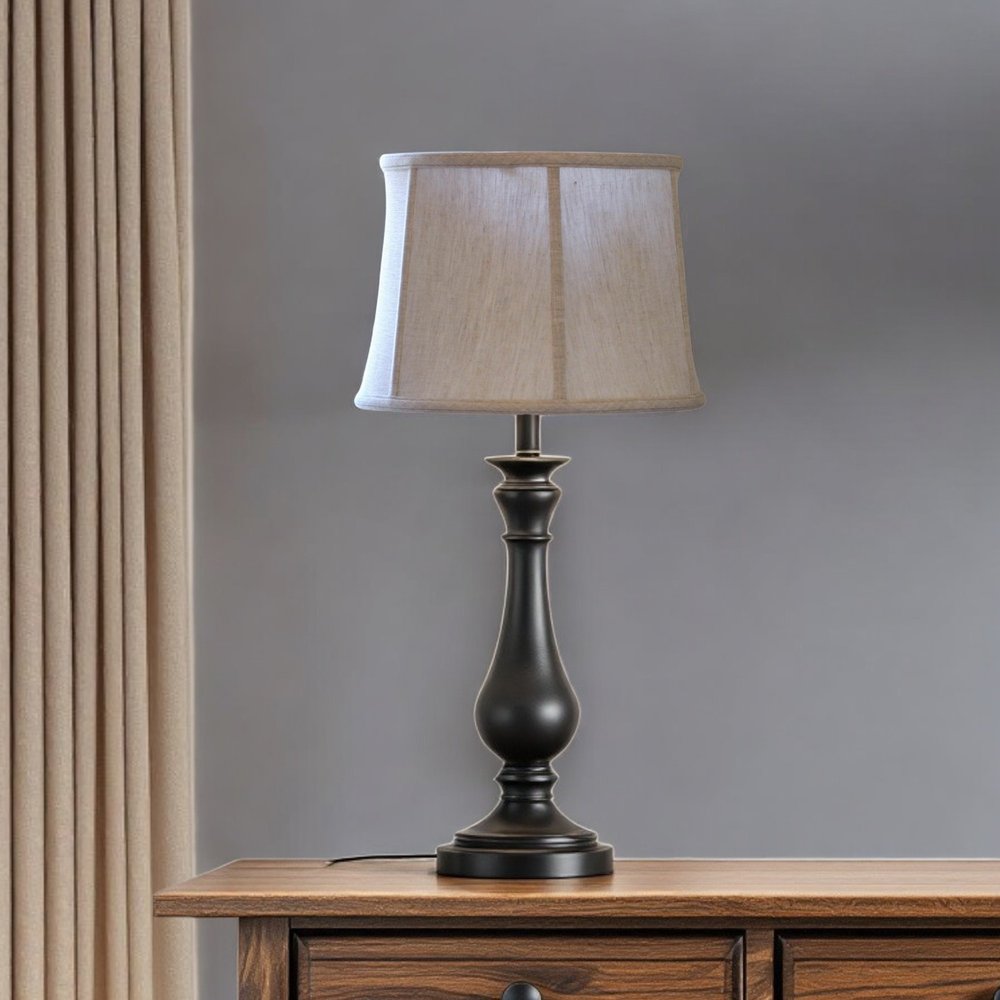 Cream Linen Drum Lamp Shade — view 5