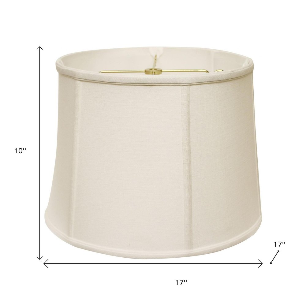 White Linen Drum Lamp Shade — view 3