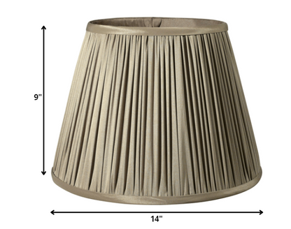 14" Ash Slanted Pleated Tafetta Lampshade