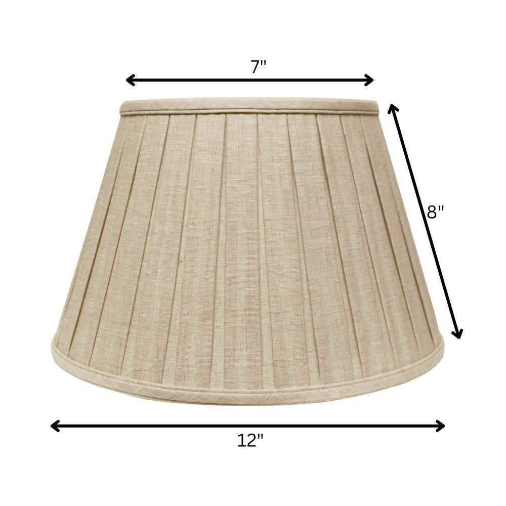12" Cream Slanted Linen Lampshade with Box Pleat HomeRoots