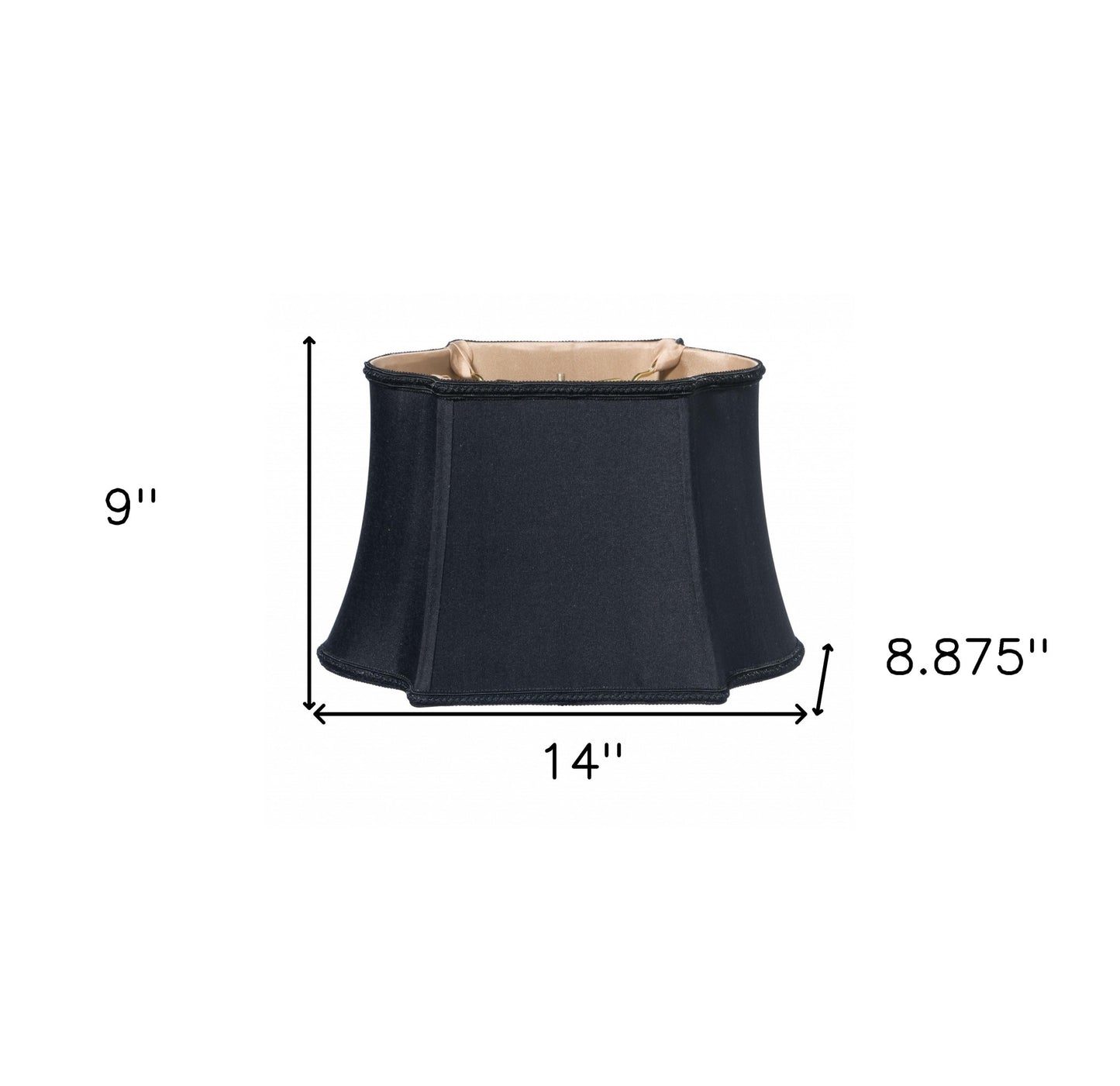 14" Black with Bronze Lining Premium Oblong Shantung Lampshade